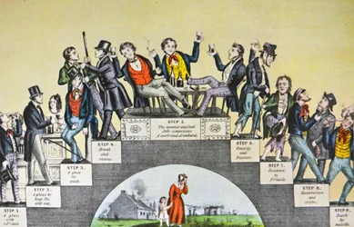 Illustration de Currier & Ives, XIXe siècle. Le parcours de l